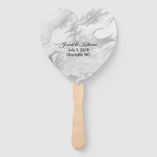 グレーと白の霜降り結婚式 プログラムファン ハンドファン (裏面)