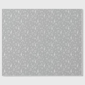 グレーと白の音楽シンボルラッピング紙 ラッピングペーパー (フラット)