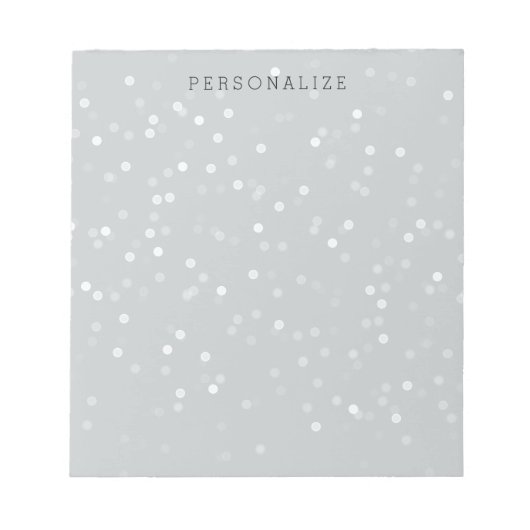 グレーと白の《写真》ぼけ味紙吹雪 ノートパッド (正面)