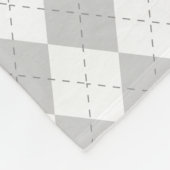 グレーと白アーガイル フリースブランケット (角)