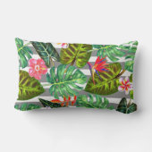 グレーと白ストライプの熱帯離れ装飾用クッション ランバークッション (裏面)