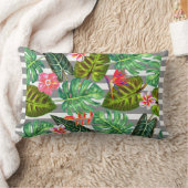 グレーと白ストライプの熱帯離れ装飾用クッション ランバークッション (ブランケット)