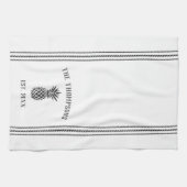 グレーと白パイン素朴アップルパーソナライズされた キッチンタオル (横)