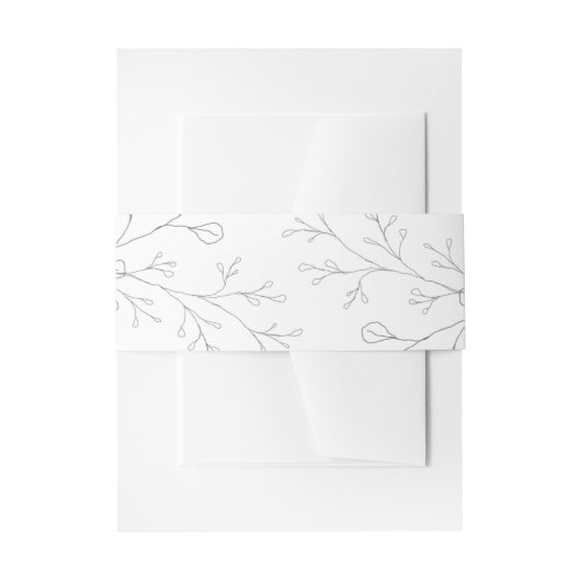 グレーと白ミニマル結婚の 招待状ベリーバンド (正面例)