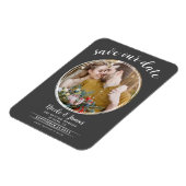 グレーと白モダン丸の写真日付の保存 マグネット (左側)