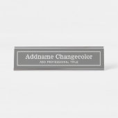 グレーと白伝統的の縁ど名のタイトル デスクネームプレート (正面)