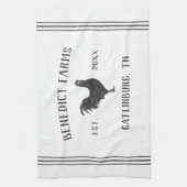 グレーと白素朴チキンパーソナライズされたファーム名 キッチンタオル (縦)