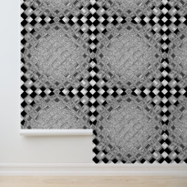 グレーと白黒チェッカーボード正方形3Dルック 壁紙