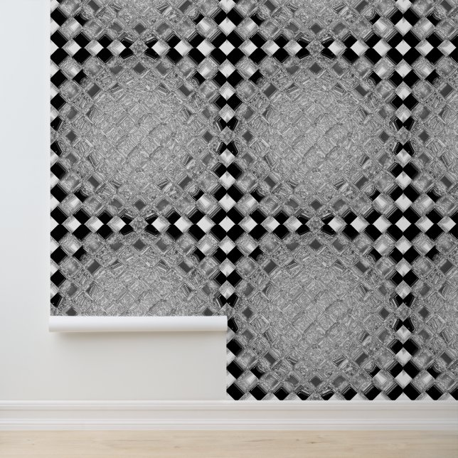 グレーと白黒チェッカーボード正方形3Dルック 壁紙 (アプリケーション)