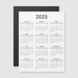 グレーと白2025年カレンダー磁気カード