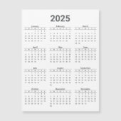 グレーと白2025年カレンダー磁気カード (正面)