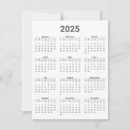 グレーと白2025年At A Glance Calendar Flat カード
