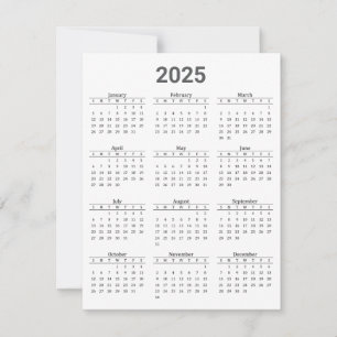 グレーと白2025年At A Glance Calendar Flat カード