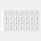 グレーと白 |名前とモノグラム防水 ラベル (シート)