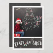 グレーと白/地球の平和/写真クリスマスカード シーズンカード (正面/裏面)