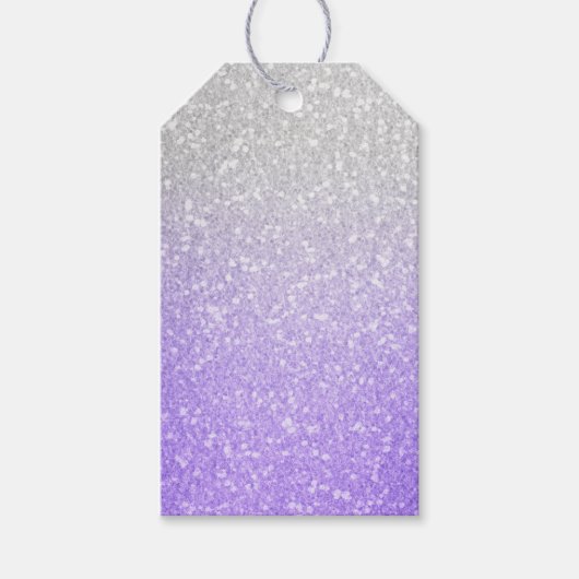 グレーと紫のグリッターイメージ ギフトタグ (正面)