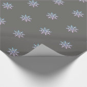 グレーと紫のスノーフレークデザイン ラッピングペーパー (コーナー)