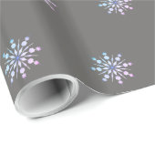 グレーと紫のスノーフレークデザイン ラッピングペーパー (ロールコーナー)