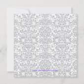 グレーと紫のダマスクの赤ちゃん女の子シャワー 招待状 (裏面)