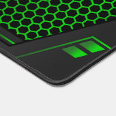 グレーと緑の幾何学的なゲームの背景モノグラム デスクマット (コーナー)