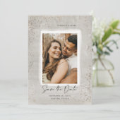 グレーと色彩の鮮やか金ゴールドの輝き日付カードの保存 セーブザデート (スタンド正面)