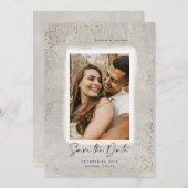 グレーと色彩の鮮やか金ゴールドの輝き日付カードの保存 セーブザデート (正面/裏面)