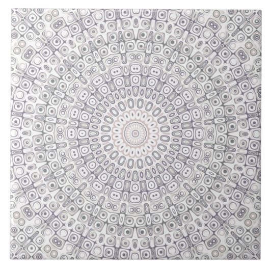 グレーと薄紫マンダラパターン タイル (正面)