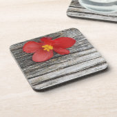 グレーと赤い花飲料用コースター コースター (左側)