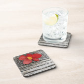 グレーと赤い花飲料用コースター コースター (右側)