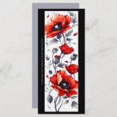 グレーと赤のポピーのブックマークを作成 (正面/裏面)