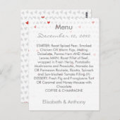 グレーと赤の小さなハート結婚のメニュー ポストカード (正面/裏面)