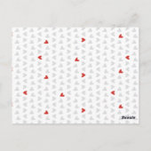 グレーと赤の小さなハート結婚のメニュー ポストカード (裏面)