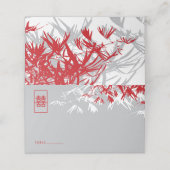 グレーと赤の竹葉の二重中国の西結婚湖 プレイスカード (外部開封)