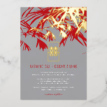 グレーと赤の竹葉の二重中国の西結婚湖