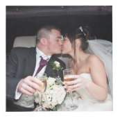 グレーと赤の結婚記念日ギフト 名前と写真入り フォトキューブ (正面)