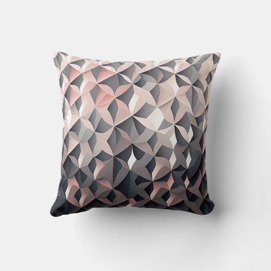 グレーと赤面ピンクジオメトリック装飾用クッション クッション (裏面)