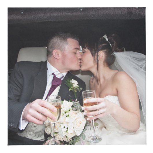 グレーと赤、名前と写真記念日 フォトキューブ (正面)