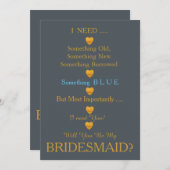 グレーと金ゴールドとハートが私の花嫁になる 招待状 (正面/裏面)