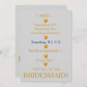 グレーと金ゴールドとハートが私の花嫁になる 招待状 (正面/裏面)