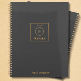 グレーと金ゴールドのビジネスロゴモノグラム プランナー手帳