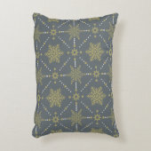 グレーと金ゴールドの雪片クリスマスパターン アクセントクッション (正面(垂直))