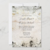 グレーと金ゴールドウォーターカラーアルパインマウンテン結婚ズ | 招待状 (正面)