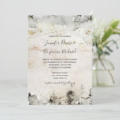 グレーと金ゴールドウォーターカラーアルパインマウンテン結婚ズ | 招待状 (スタンド正面)