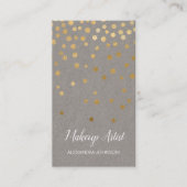 グレーと金ゴールドエレガント紙吹雪メイクアップアーティスト 名刺 (正面)