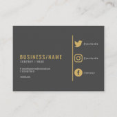 グレーと金ゴールドソーシャルメディアの名刺。 名刺 (正面)