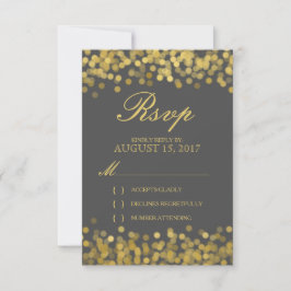 グレーと金ゴールドトインクルモダンRSVPカード 出欠カード