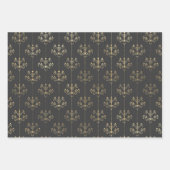 グレーと金ゴールドパリをテーマにした ラッピングペーパーシート (正面3)