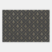 グレーと金ゴールドパリをテーマにした ラッピングペーパーシート (正面)