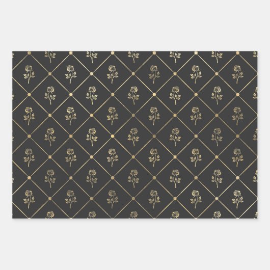 グレーと金ゴールドパリをテーマにした ラッピングペーパーシート (正面)