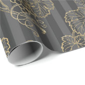 グレーと金ゴールドフェイクヴィンテージワイン ラッピングペーパー (ロールコーナー)